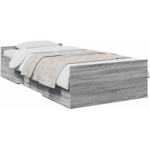  Okvir kreveta s pohranom s ladicama Siva Sonoma 80 x 200 cm Slike