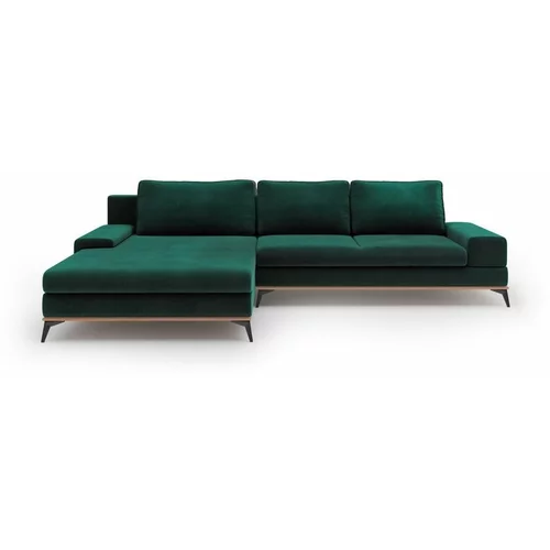 Windsor & Co Sofas zelena raztegljiva sedežna garnitura z žametnim oblazinjenjem Windsor & Co Astre, levi kot