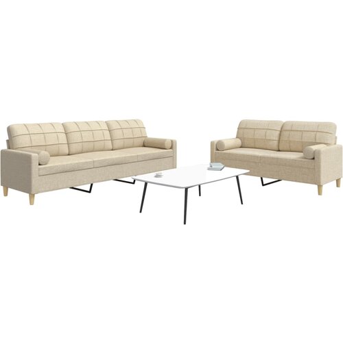 VidaXL 2-dijelni set sofa s ukrasnim jastucima krem od tkanine Slike