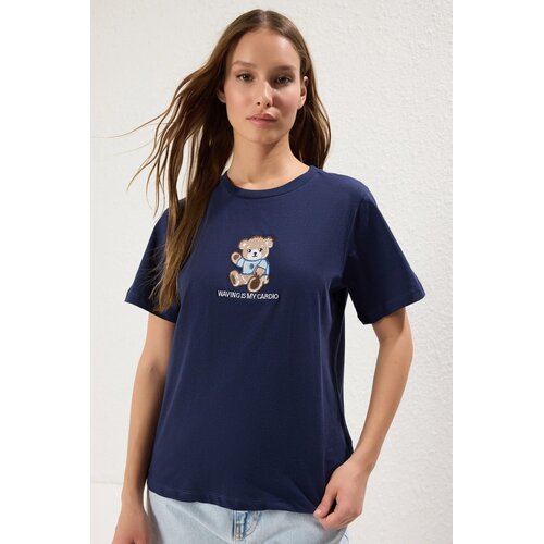 TRENDYOLMILLA Ženska majica TWOSS25TS00088, Tamnoplava Slike