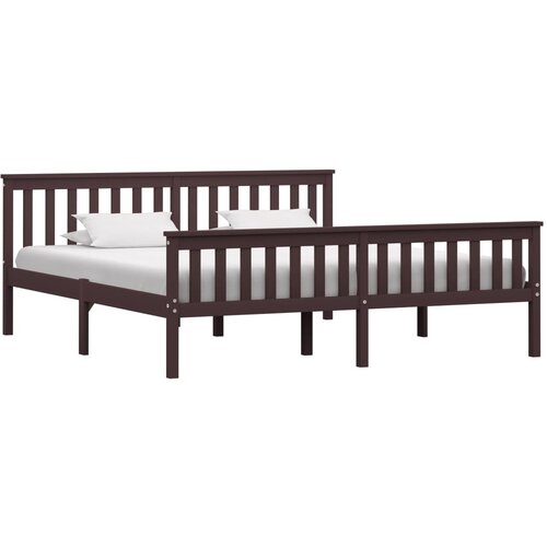 VidaXL Posteljni okvir temno rjav iz trdne borovine 180x200 cm, (20645796) Slike