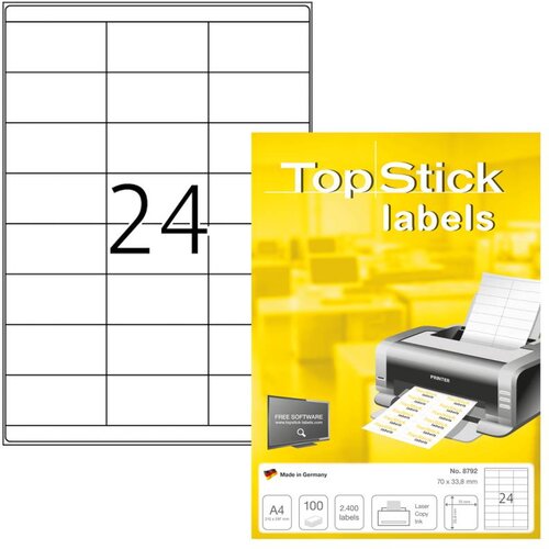 Herma etikete topstick 70x33,8 A4/24 1/100 ( 02H8792 ) Slike