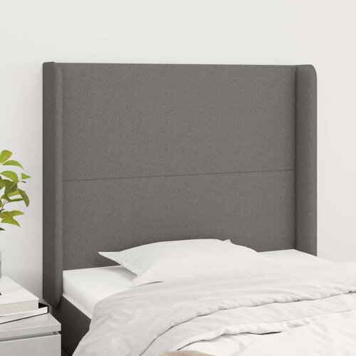  Uzglavlje s u&amp;scaron;ima tamnosivo 103x16x118/128 cm od tkanine Slike
