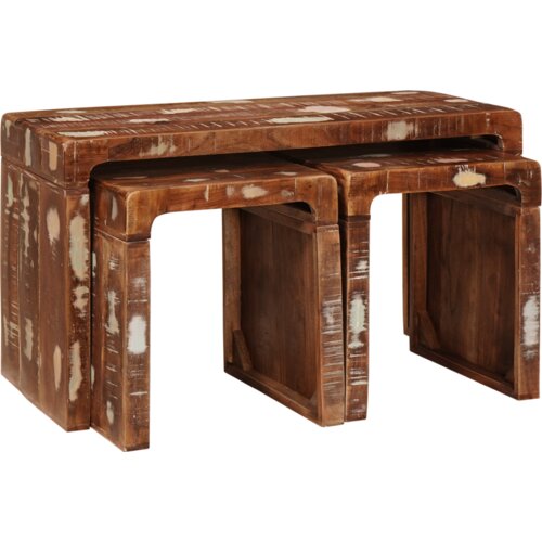 vidaXL Konec mize večbarvno trden predelan les Cene