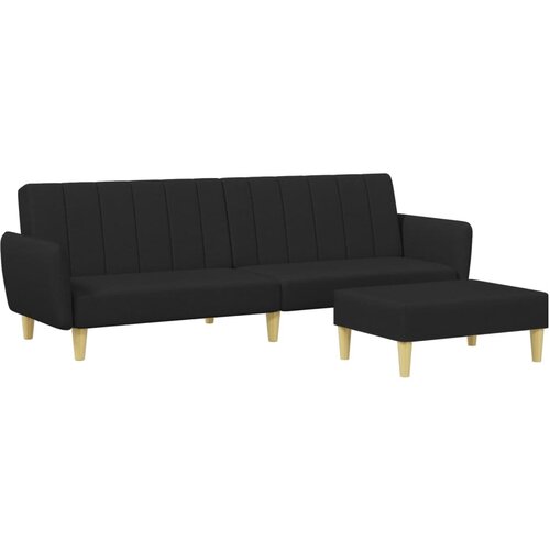 Maison Chic kavč - Sofa - Kanape dvosed z ležiščem in stolčkom za noge črno blago, (21727574) Cene