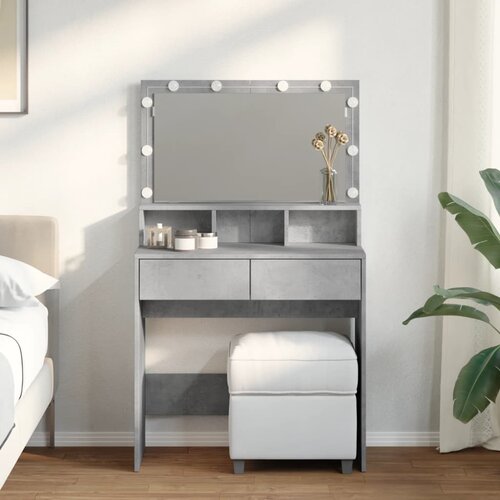  The Living Store Toaletna mizica z LED lučkami betonsko siva 80x41x134,5 cm - Toaletna Mizica, (21497290) Cene