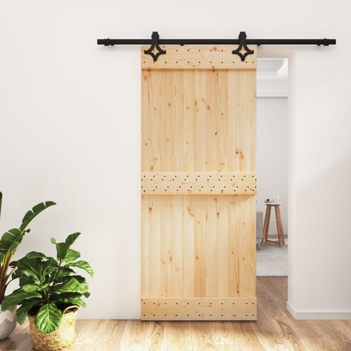 vidaXL Drsna vrata s kompletom vodil 90x210 cm trdna borovina Cene