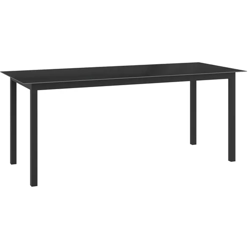 In vrtni stol crni 190 x 90 x 74 cm od aluminija i stakla