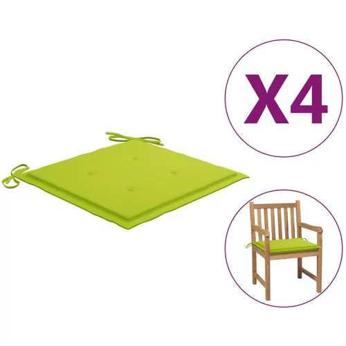 vidaXL jastuci za vrtne stolice 4 kom jarko zeleni 50x50x3 cm tkanina