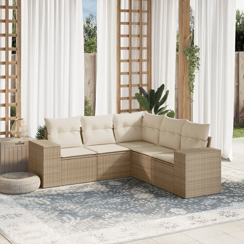  5-dijelni vrtni set sofa s jastucima bež od poliratana Cijene