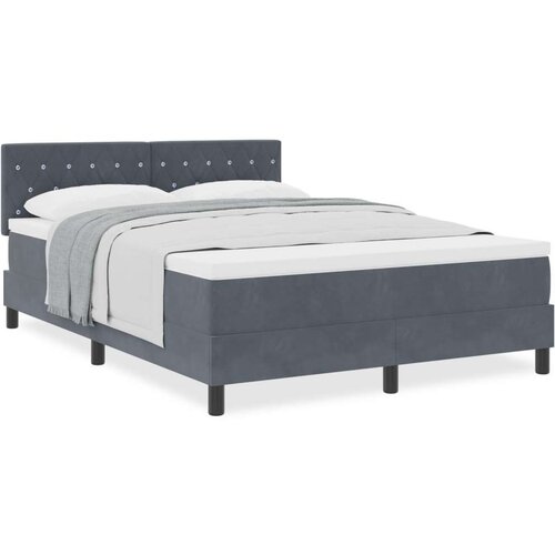VidaXL box spring krevet s madracem tamno siva 140x190 cm bar&amp;scaron;un Slike