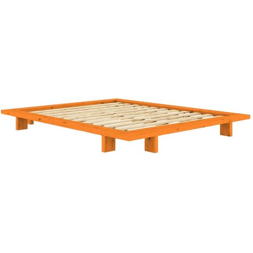 Karup Design Oranžna zakonska postelja iz masivnega bora brez vzglavja z letvenim dnom 180x200 cm Japan – Cene