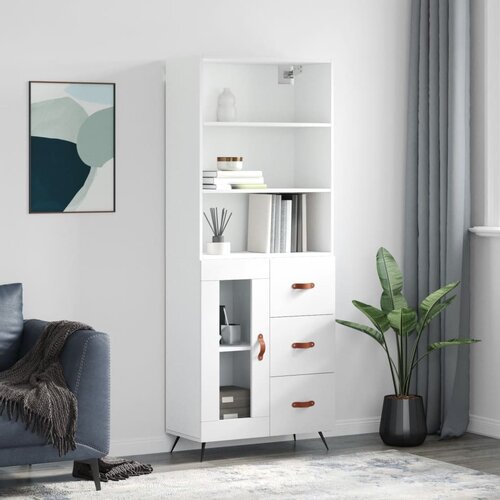 Visoka komoda bijela 69,5x34x180 cm konstruirano drvo Slike