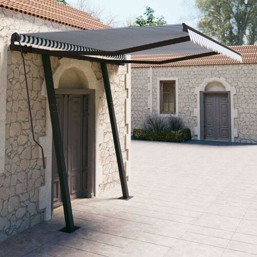  Automatska tenda na uvlačenje sa stupovima 3x2 5 m plavo-bijela Slike