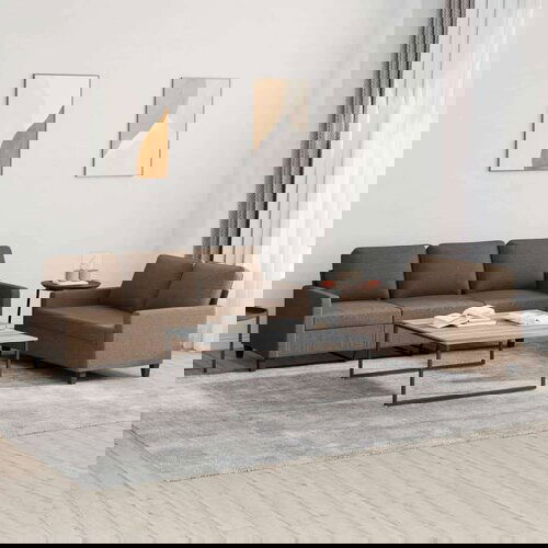  2-dijelni set sofa s jastucima smeđi od tkanine Cijene