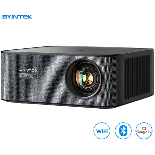 Byintek VEVSHAO A24 prenosni LED LCD projektor, GoogleTV, Dual WIFI, Bluetooth, 1700 ANSI lumnov, samodejni fokus, STEREO zvočniki, stojalo, max 4K UHD, USB / HDMI / AUX / RJ-45, +daljinec, črn - - Bonajo Cene