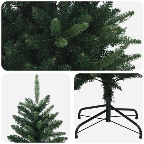  Artificial Hinged Christmas Tree 210 cm PE i PVC Zelena - 210 cm bez LED svjetala Zelena Slike