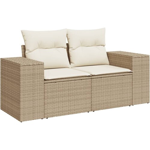  10-dijelni set vrtnih sofa s jastucima bež od poliratana 83 x 62 x 69 cm Slike