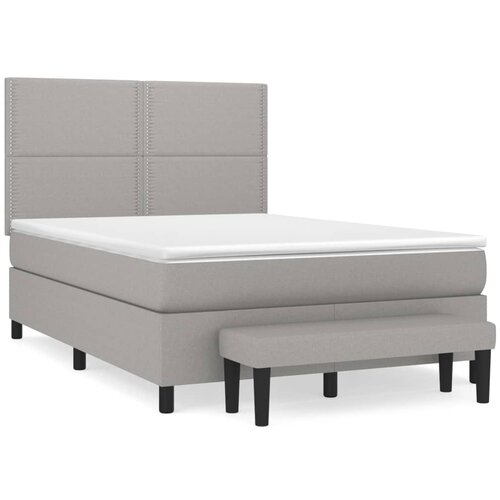 Maison Chic Box spring postelja - Vzmetna postelja z vzmetnico svetlo siva 140x200 cm blago SL13053, (21900346) Cene