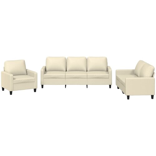 Maison Chic Sedežna garnitura - kavč 3-delna z blazinami krem umetno usnje, (21729384) Cene