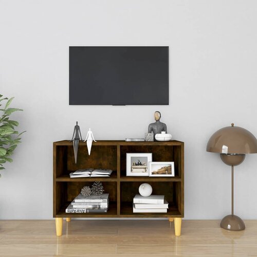 VidaXL TV omarica z lesenimi nogami dimljeni hrast 69,5x30x50 cm Slike