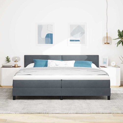  LED Box Spring Krevet s madracem Tamno siva 200 x 200 cm Bar&amp;scaron;un Slike