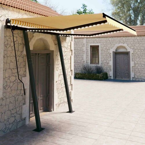  Avtomatska tenda LED + senzor 3,5x2,5 m rumena in bela, (20728527) Cene