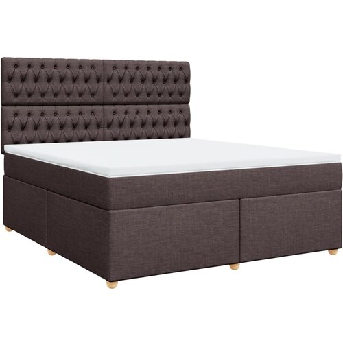 vidaXL Box spring postelja z vzmetnico temno rjava 180x200 cm blago, (21307959) Cene