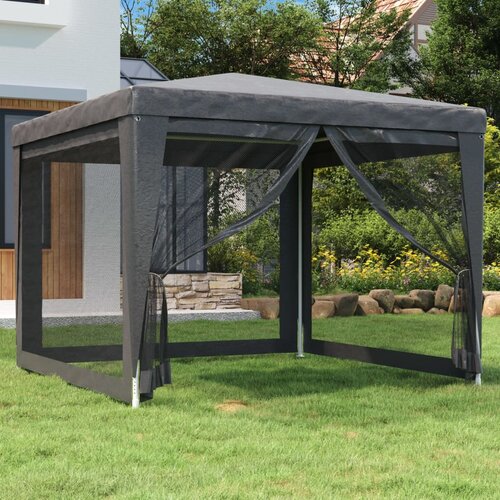 VidaXL &amp;Scaron;ator za zabave s 4 mrežasta bočna zida antracit 3 x 3 m HDPE Slike