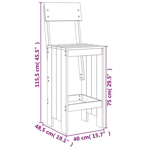 VidaXL barski stolci 2 kom sivi 40 x 48 5 x 115 5 cm masivna borovina Slike