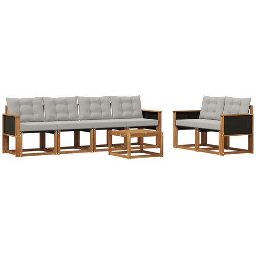 vidaXL Zunanja garnitura za sedenje 7 pcs Naravna in svetlo siva, (5000279899) Cene