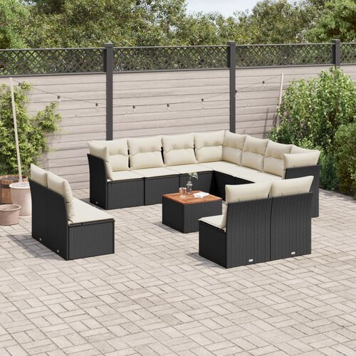  12-dijelni set vrtnih sofa od poliratana s jastucima crni Cijene