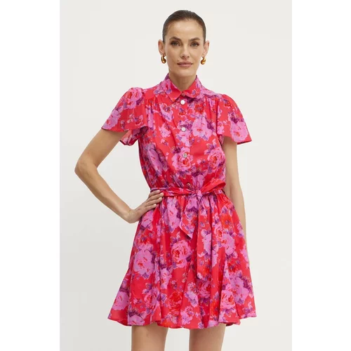 Morgan Pamučna haljina ROSEL.F boja: ružičasta, mini, širi se prema dolje