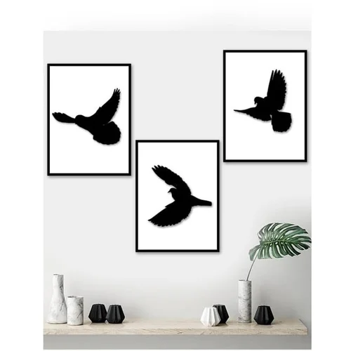 Kate Louise set od 3 slike u crnom okviru Birds, 15 x 20 cm