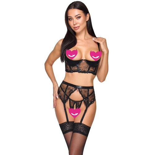 Cottelli Elegant Setlook Crotchless Suspender Set 2221667 Black 85B/L Cijene
