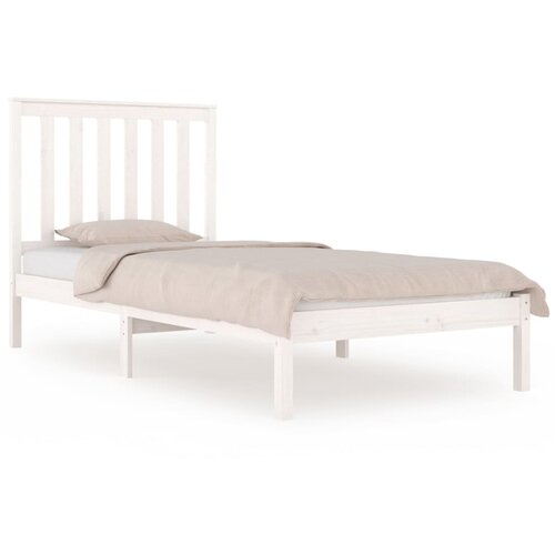 Maison Chic Posteljni okvir - Enojna postelja - Postelja za odrasle bel iz trdne borovine 75x190 cm-J10053, (21762277) Slike