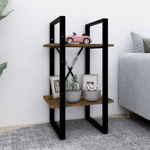 VidaXL Knjižna omara 2-nadstropna dim. hrast 40x30x70 cm konstr. les Slike