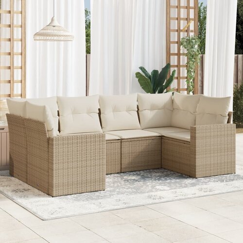 vidaXL 6-dijelni set vrtnih sofa s jastucima bež od poliratana Cijene