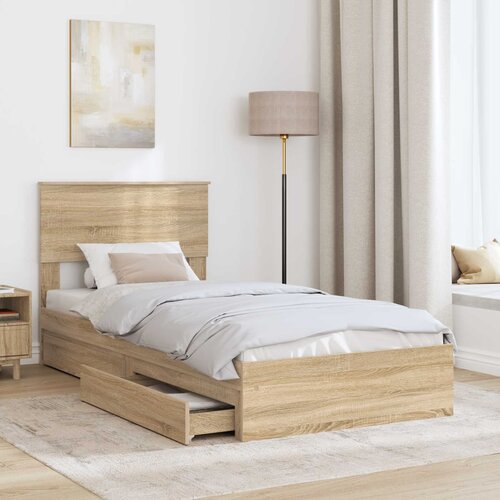  Krevet s od storage Sonoma hrast 100 x 200 cm Konstruirano drvo Slike