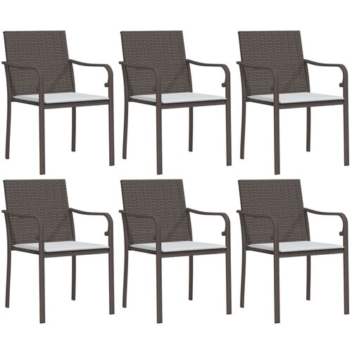 Maison Chic Vrtni stoli - Stol za vrt z blazinami 6 kosov rjavi 56x59x84 cm poli ratan JS2370, (21876618) Slike