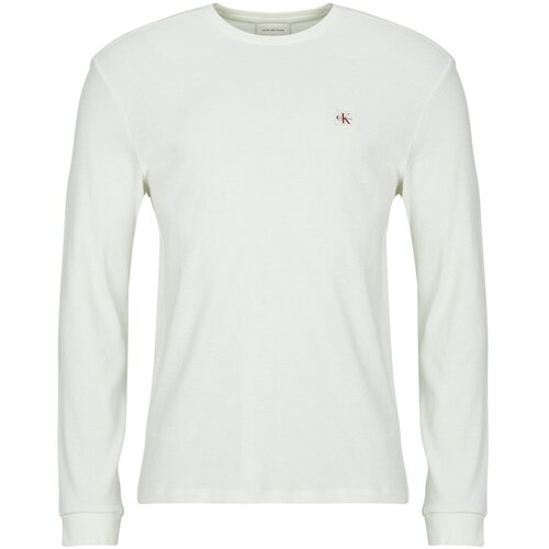 Calvin Klein Jeans Majice z dolgimi rokavi LS WAFFLE BADGE CREWNK TEE Bela Slike