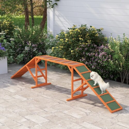  Rampa za pse Agility staza s preprekama protuklizna otporna na vremenske uvjete drvena 335 x 55 x 60 cm narančasta Slike