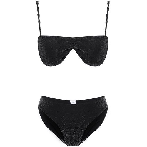 Trendyol Black Balconette Accessory Silvery Bikini Set Slike
