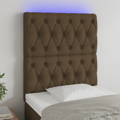 vidaXL LED posteljno vzglavje temno rjavo 80x7x118/128 cm blago Cene