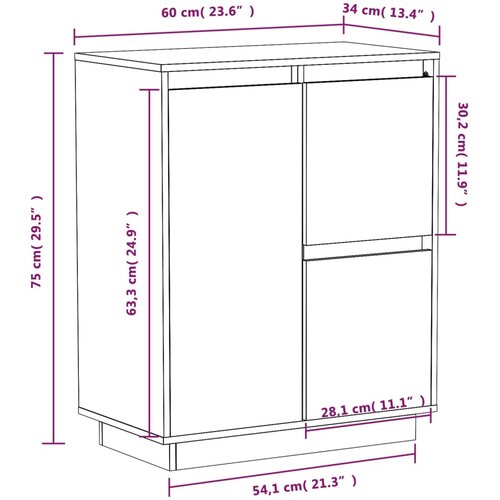  Komoda bijela 60 x 34 x 75 cm od masivne borovine Slike