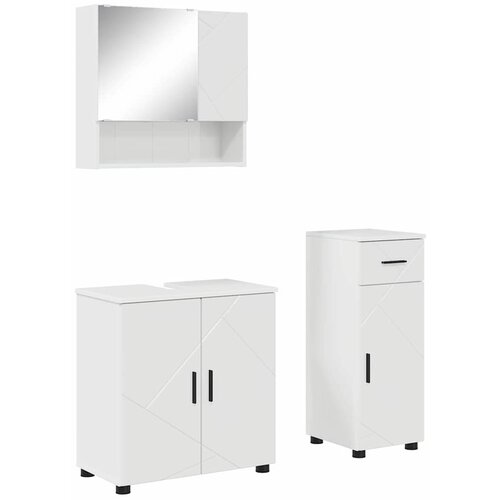 VidaXL Komplet pohi&amp;scaron;tva za kopalnico 3 pcs Bela z visokim sijajem, (5000064628) Slike