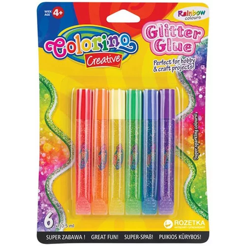 Colorino Lepilo v obliki nalivnika Glitter Rainbow, 6 kosov