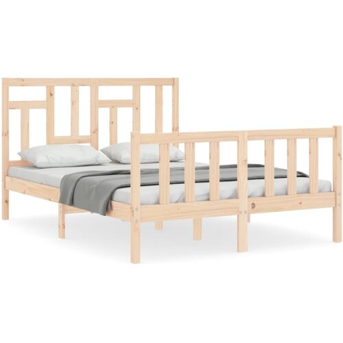 Maison Chic Posteljni Okvir - Dvoposteljna postelja z vzglavjem trden les, (22080200) Cene
