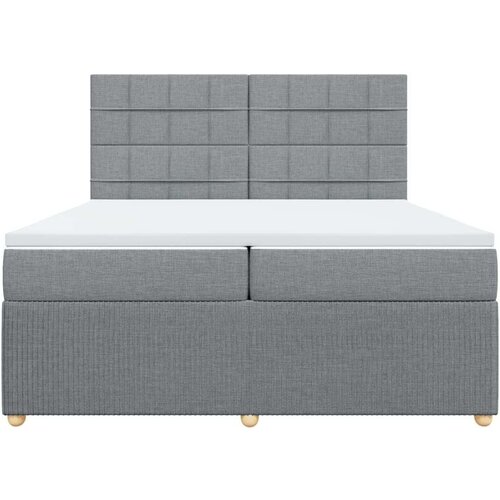 VidaXL Krevet s oprugama i madracem svjetlosivi 200 x 200cm od tkanine Slike