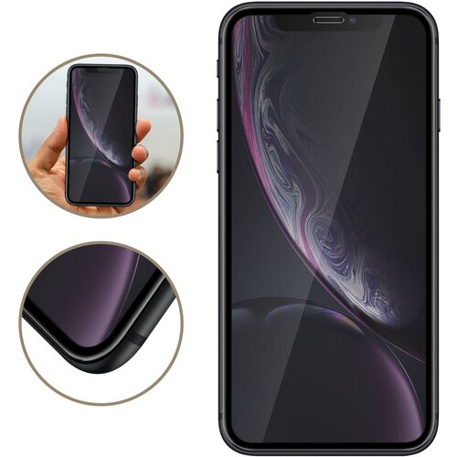 AVIZAR Zašcitna folija Ultra-resistant 9H kaljeno steklo in Anti-bubble - Transparent s crnim obrisom str. Apple iPhone XR, (20606975) Cene